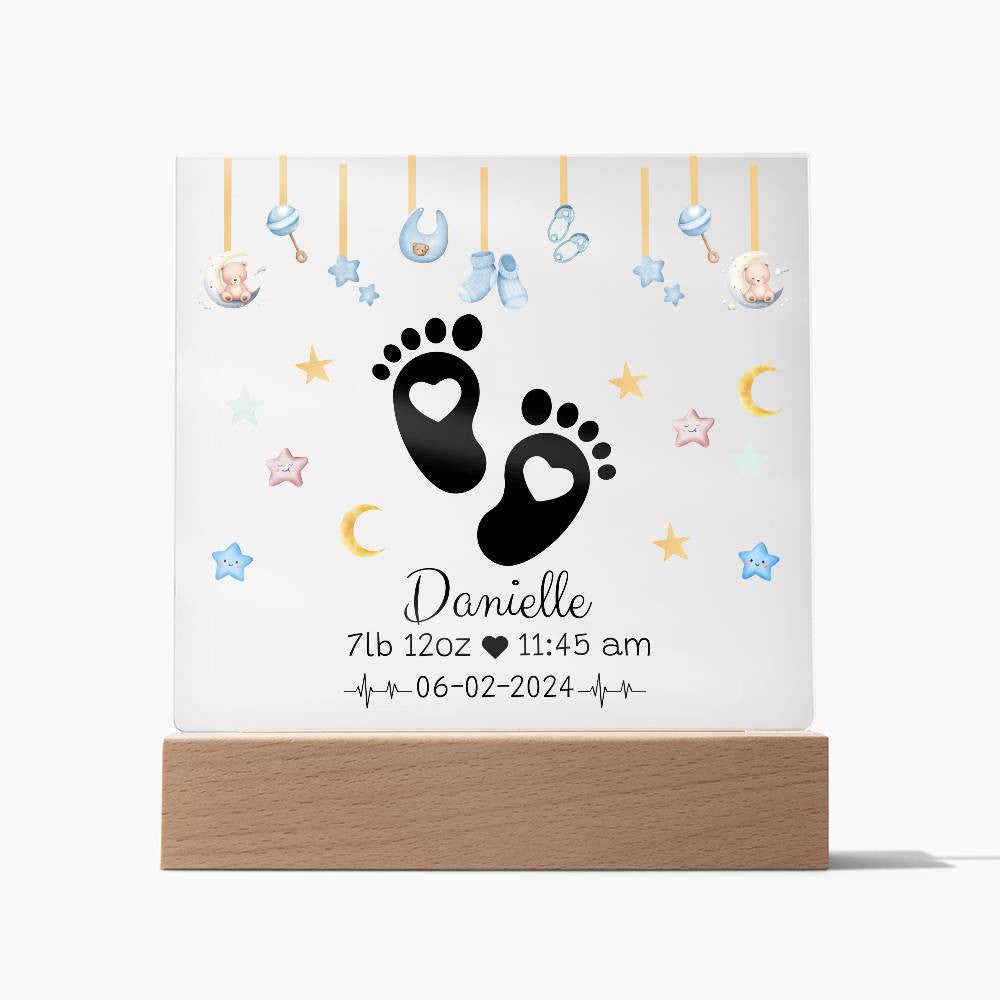 Personalized Birth Announcement Plaque | Baby Night Light Announcement | Baby Birth Announcement Keepsake