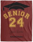 Senior 2024 Cozy Plush Fleece Blanket | Graduation Blanket