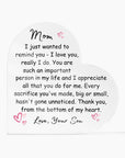 Thank You Mom Acrylic Heart Plaque | Gift For Mom