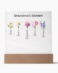 Grandma's Garden Acrylic Plaque | Personalized Birth Flower Plaque | Personalized night light