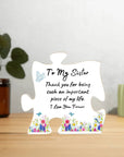 Piece Together Memories: Custom Puzzle Acrylic Plaques | Desk Decor for Betsie, Sister, Mom or Grandma |