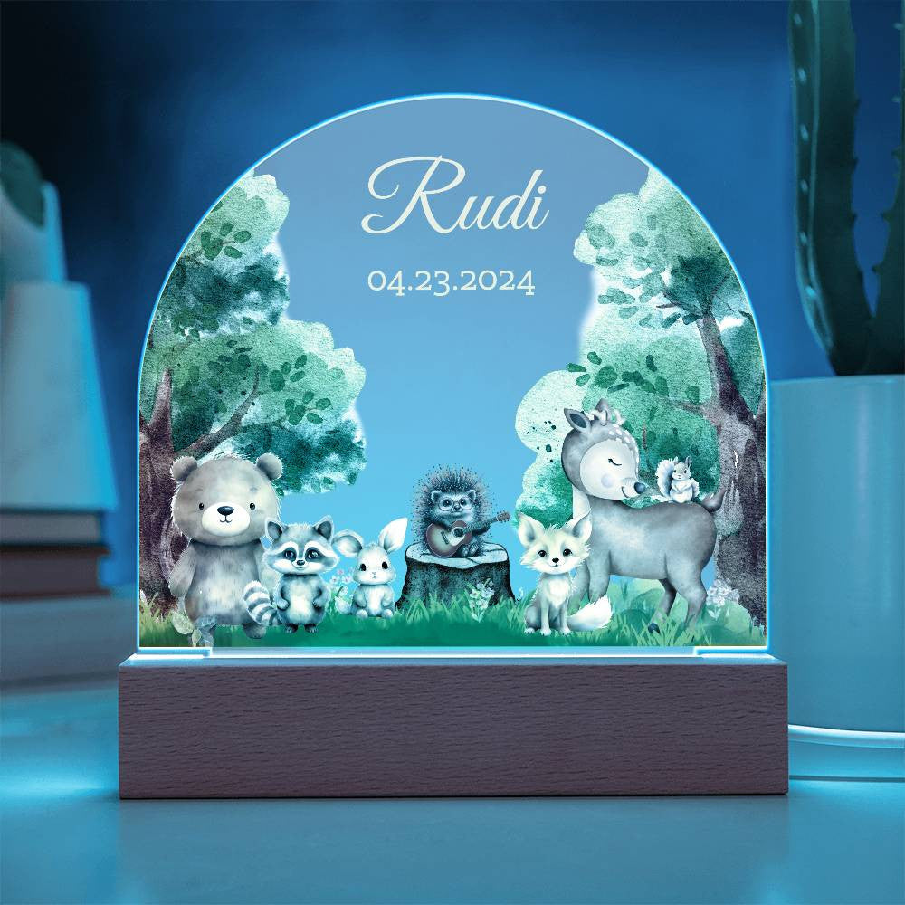 baby room night light with woodland animals