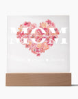 We Love You Mom Acrylic Square Plaque | LED Nightlight Mom Gift | Personalized Mom Gift