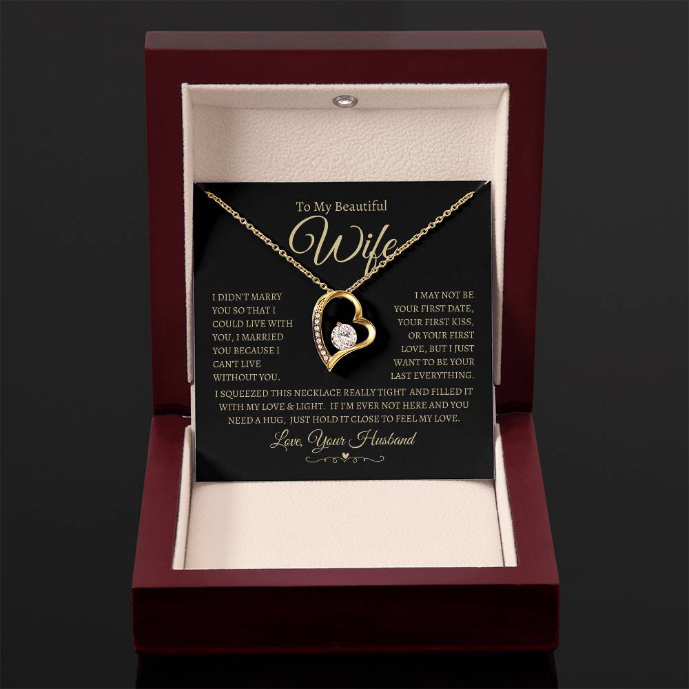 To My Beautiful Wife Necklace | Forever love Necklace | To My Wife Message Card Necklace