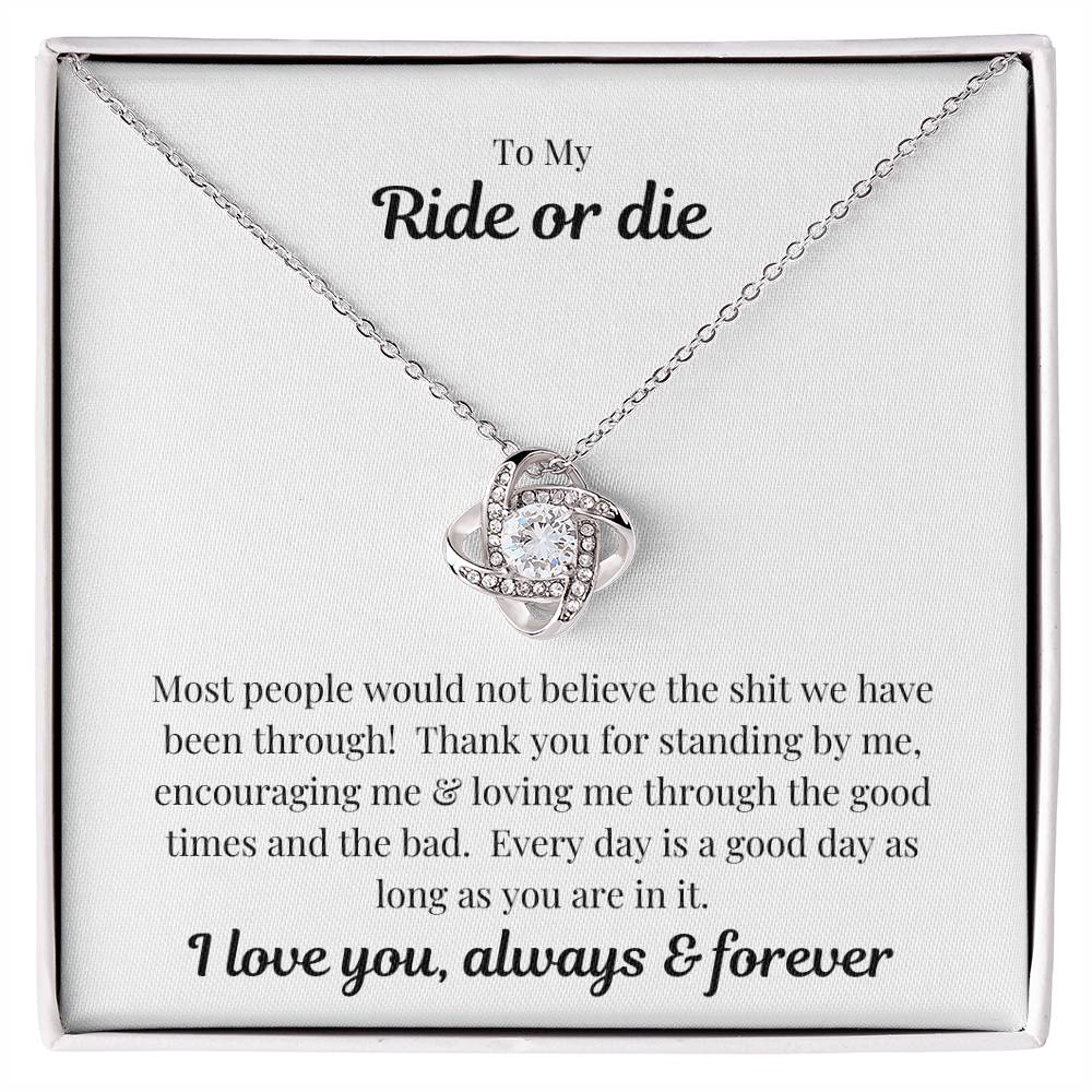 ride or die love knot necklace