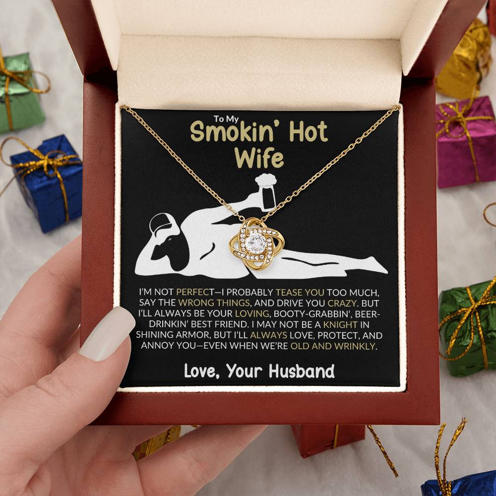 “Smokin&#39; Hot Wife” Love Knot Necklace – A Playful and Romantic Gift