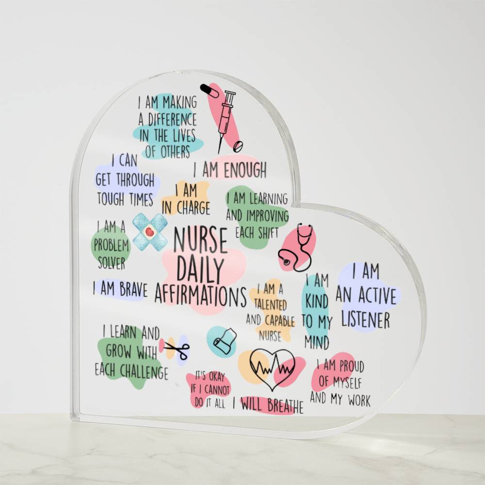 Nurse Daily Affirmations Heart Plaque | Gift for Nurses | Nurse Appreciation Gift