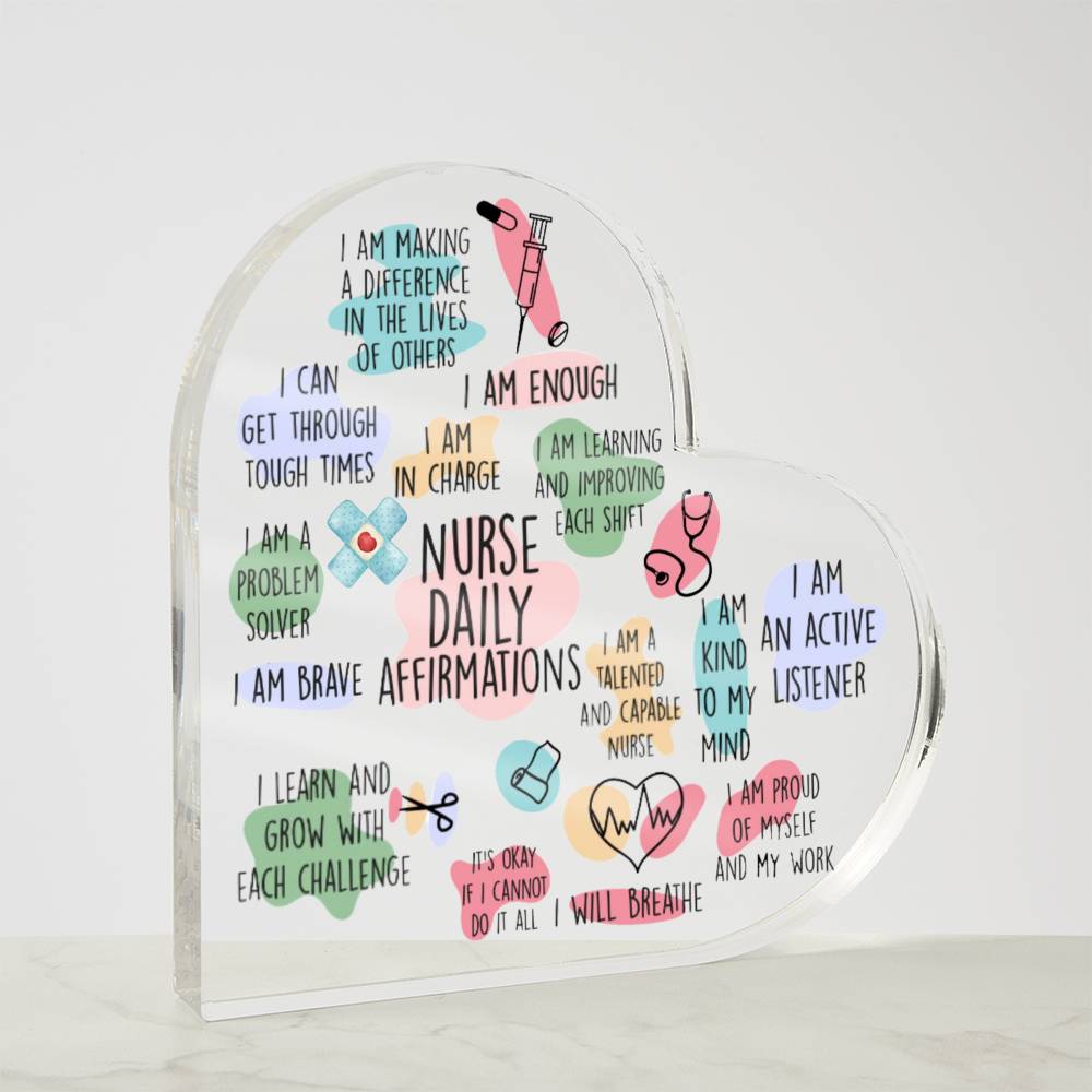 Nurse Daily Affirmations Heart Plaque | Gift for Nurses | Nurse Appreciation Gift