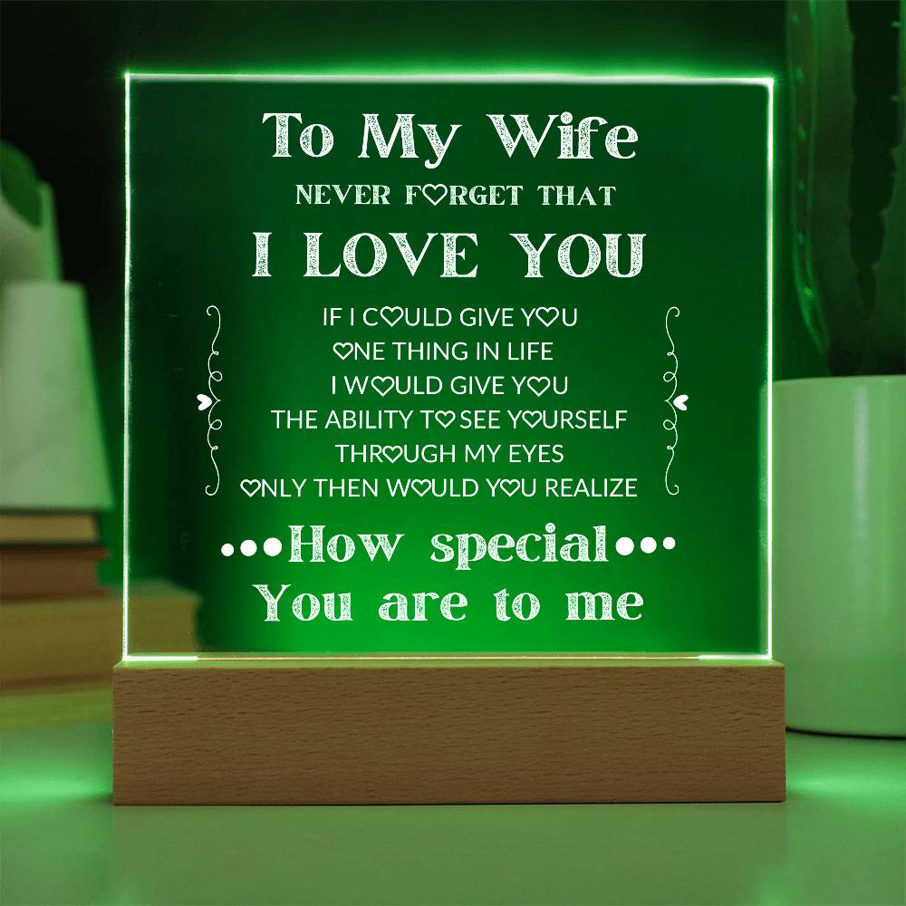 To My Wife You Are Special To Me Plaque - Lighted Acrylic Plaque