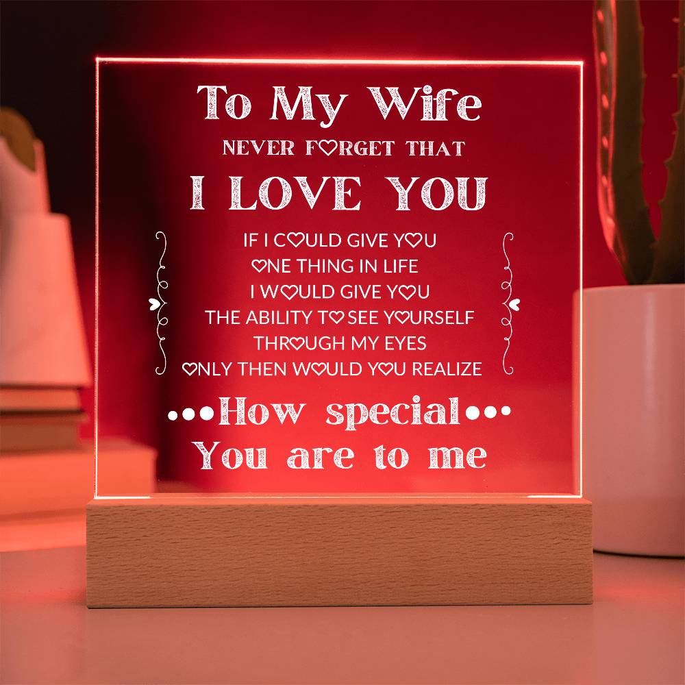 To My Wife You Are Special To Me Plaque - Lighted Acrylic Plaque