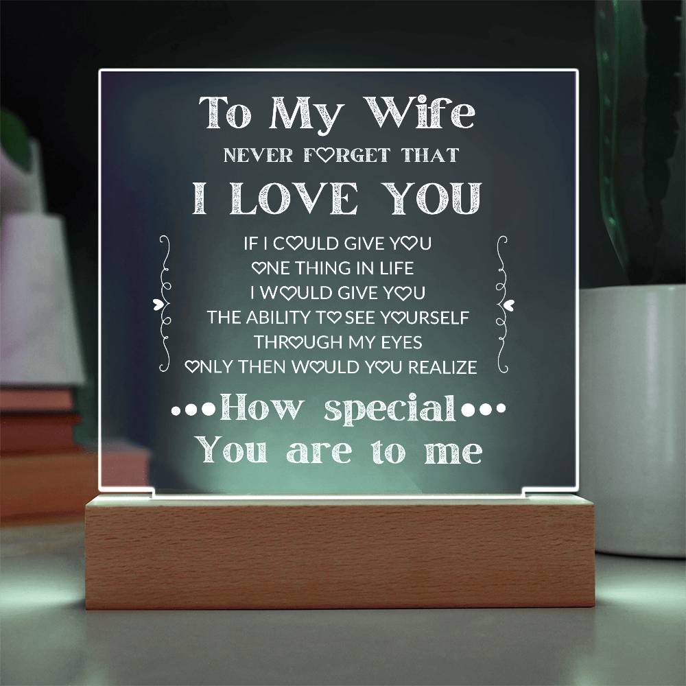 To My Wife You Are Special To Me Plaque - Lighted Acrylic Plaque