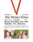 christmas ornament for best friends that looks like a news paper article with photos