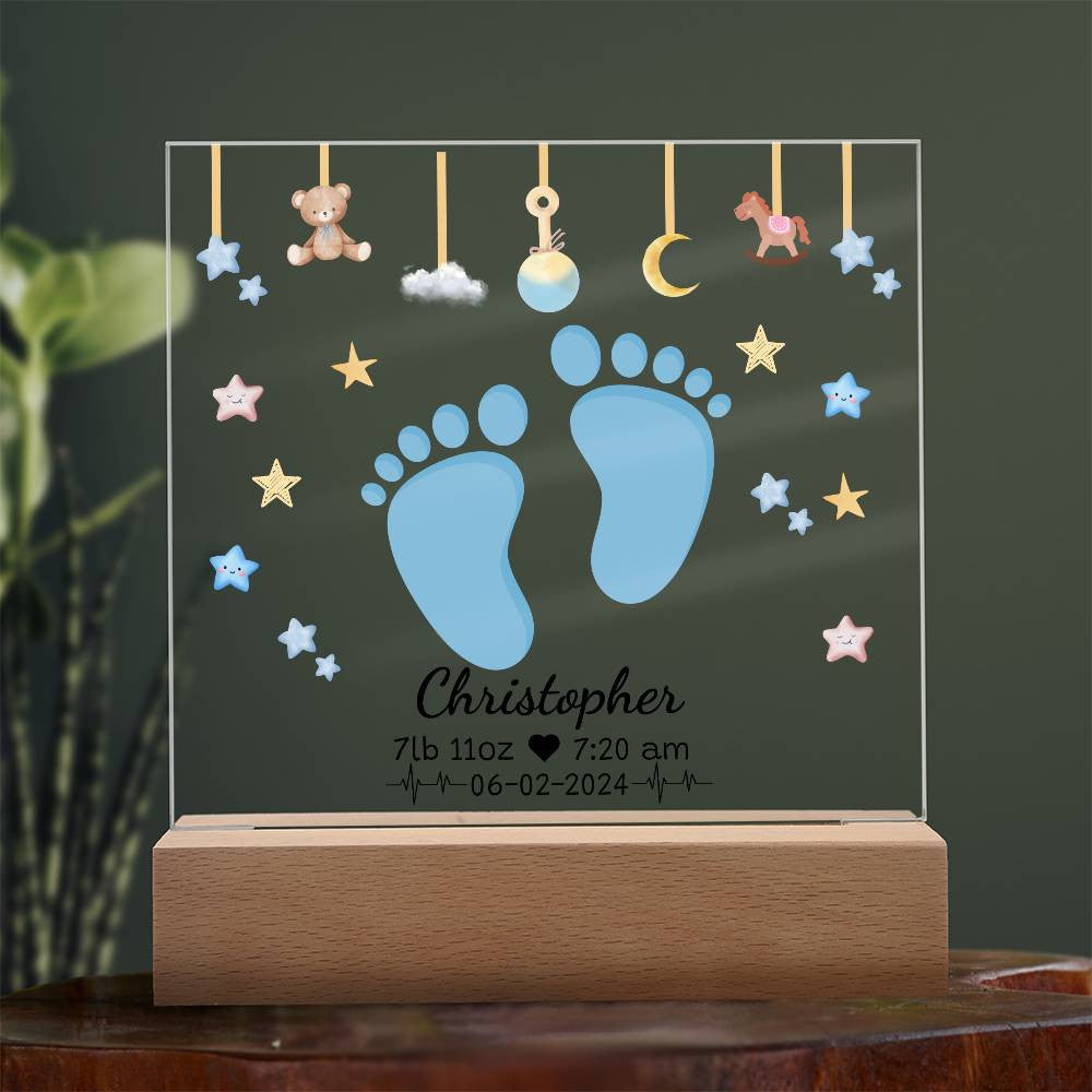 Personalized Birth Announcement Plaque | Baby Night Light Announcement | Baby Birth Announcement Keepsake