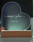 Personalized Heart Night Light - Wedding Gift - Engagement Gift - Newlywed Gift