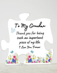 Piece Together Memories: Custom Puzzle Acrylic Plaques | Desk Decor for Betsie, Sister, Mom or Grandma |