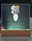 Love Grows Here Personalized Night Light | Acrylic Square Plaque for Mom or Grandma