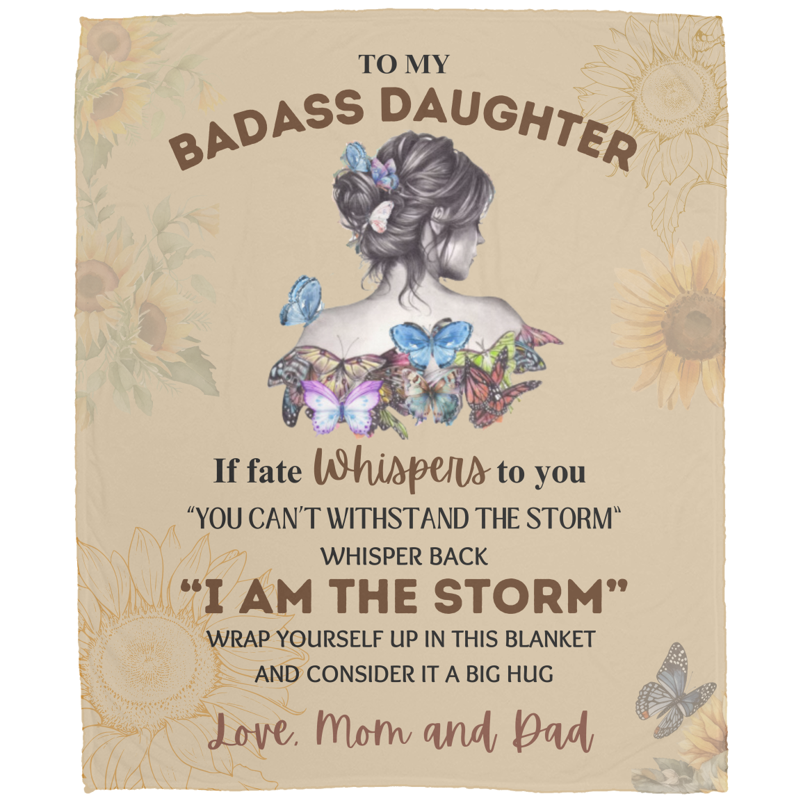 To My Badass Daughter Blanket | Throw Blanket from Mom and Dad