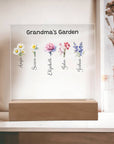 Grandma's Garden Acrylic Plaque | Personalized Birth Flower Plaque | Personalized night light